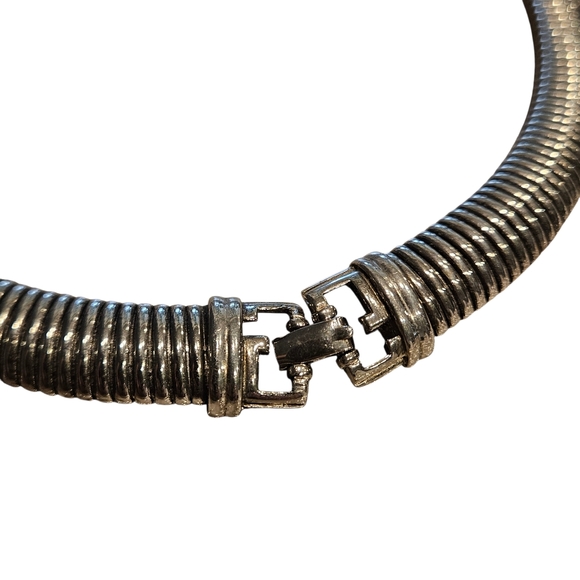 Givenchy Necklace Chunky Silver Choker Necklace 80s Vintage Givenchy - Picture 9 of 15